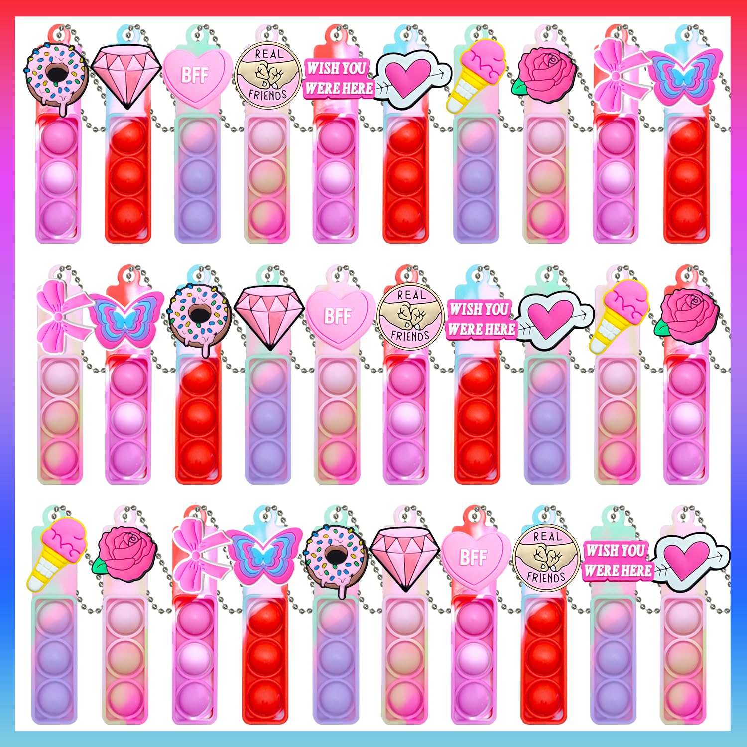 20 pcs Valentines Day Party FavorsMini Fidget Sensory Pop Toys for Kids Toys for ClassroomValentines Day Gift